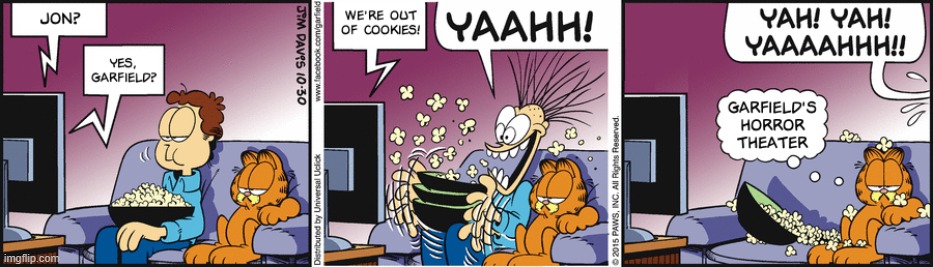 Garfield's Horror Theater, Made For TV | image tagged in garfield,cookies,television,tv | made w/ Imgflip meme maker