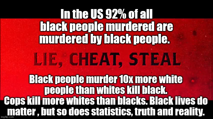 Truth ON Race.... | In the US 92% of all black people murdered are murdered by black people. Black people murder 10x more white people than whites kill black.
Cops kill more whites than blacks. Black lives do matter , but so does statistics, truth and reality. | image tagged in black or white,racism,sharpton,divide conquer,obama | made w/ Imgflip meme maker