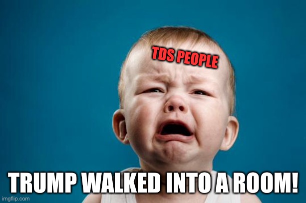 BABY CRYING | TDS PEOPLE; TRUMP WALKED INTO A ROOM! | image tagged in baby crying | made w/ Imgflip meme maker