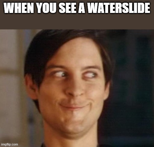 Spiderman Peter Parker | WHEN YOU SEE A WATERSLIDE | image tagged in memes,spiderman peter parker | made w/ Imgflip meme maker