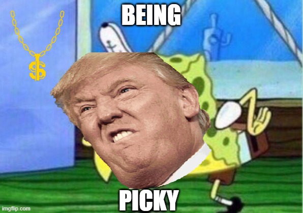 BEING; PICKY | image tagged in donald trump | made w/ Imgflip meme maker