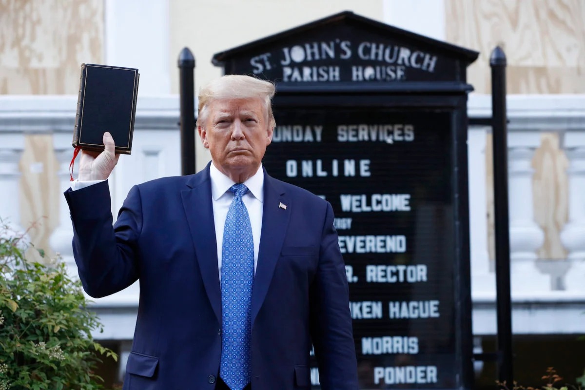 Hypocrite holds Bible Trump Blank Meme Template