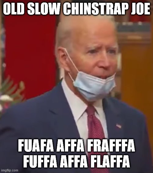 Old Slow Chinstrap Joe | OLD SLOW CHINSTRAP JOE; FUAFA AFFA FRAFFFA FUFFA AFFA FLAFFA | image tagged in old slow chinstrap joe | made w/ Imgflip meme maker