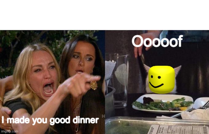 Woman Yelling At Cat Meme | Ooooof; I made you good dinner | image tagged in memes,woman yelling at cat | made w/ Imgflip meme maker