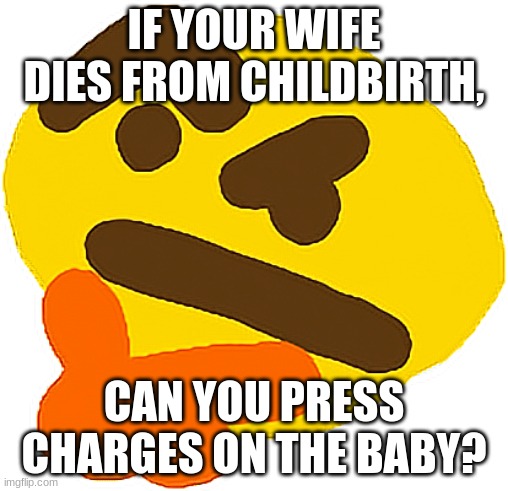 Hmmmmmmmm | IF YOUR WIFE DIES FROM CHILDBIRTH, CAN YOU PRESS CHARGES ON THE BABY? | image tagged in hmmmmmmmm | made w/ Imgflip meme maker