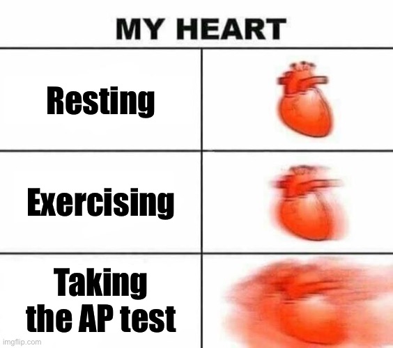 My heart blank | Resting; Exercising; Taking the AP test | image tagged in my heart blank | made w/ Imgflip meme maker