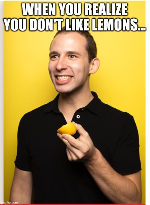 MMM Lemones | WHEN YOU REALIZE YOU DON'T LIKE LEMONS... | image tagged in funny | made w/ Imgflip meme maker