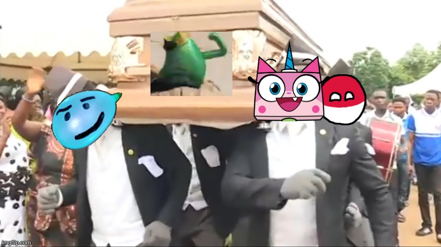 Stupid king green thing | image tagged in coffin dance,green,thing,king,unikitty,countryballs | made w/ Imgflip meme maker