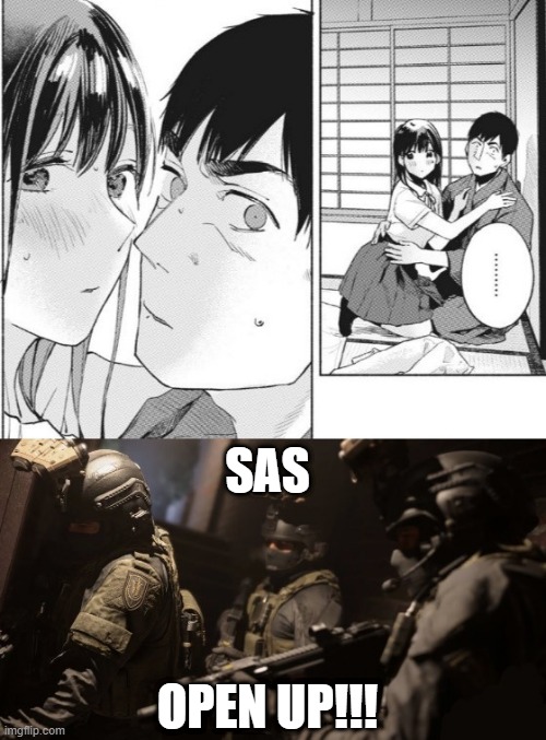 SAS open up!!! |  SAS; OPEN UP!!! | image tagged in manga,sas,fbi door breach | made w/ Imgflip meme maker