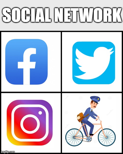 The Postman is the really Social Network | SOCIAL NETWORK | image tagged in blank drake format,social media | made w/ Imgflip meme maker