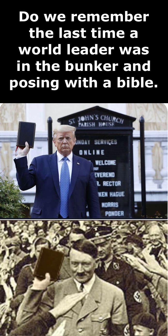 High Quality trump hitler in the bunker with a bible Blank Meme Template