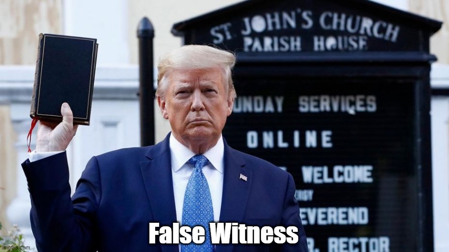 "False Witness" | False Witness | image tagged in false witness,liar,dishonest trump,mendacious donald,trump lies more easily than he metabolizes | made w/ Imgflip meme maker