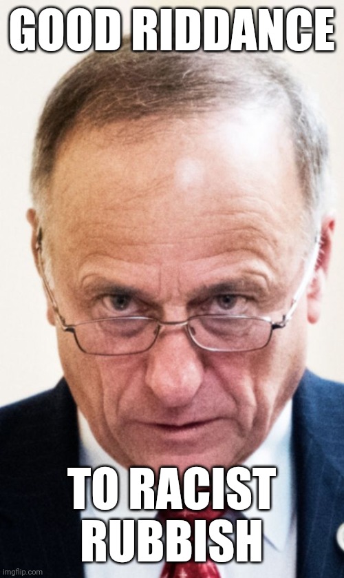 Congressman Steve King | GOOD RIDDANCE; TO RACIST RUBBISH | image tagged in congressman steve king | made w/ Imgflip meme maker