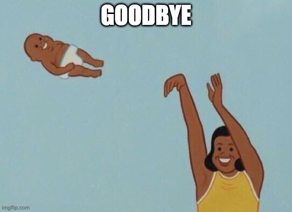 Yeet baby | GOODBYE | image tagged in yeet baby | made w/ Imgflip meme maker