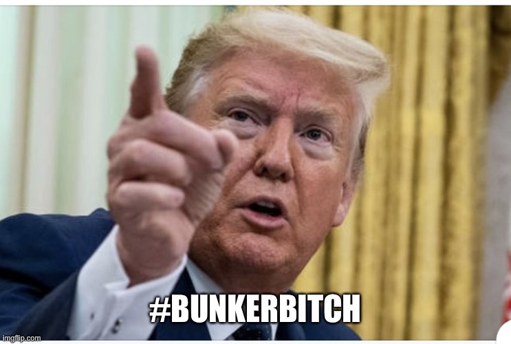 Bunker Bitch! | #BUNKERBITCH | image tagged in donald trump,bunkerbitch,coward,liar in chief,riots,protesters | made w/ Imgflip meme maker