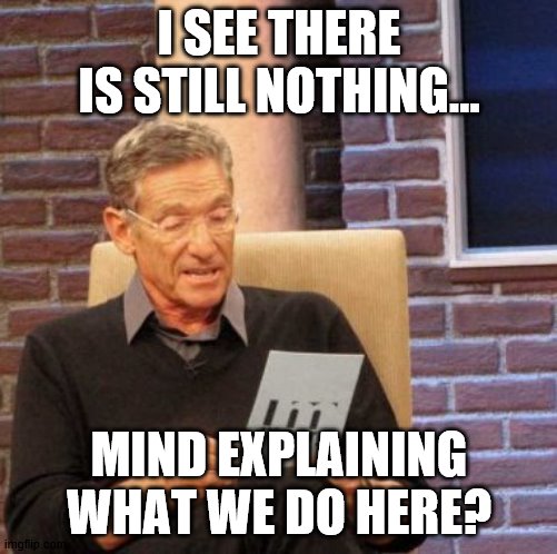 im confusion | I SEE THERE IS STILL NOTHING... MIND EXPLAINING WHAT WE DO HERE? | image tagged in memes,maury lie detector,cool | made w/ Imgflip meme maker