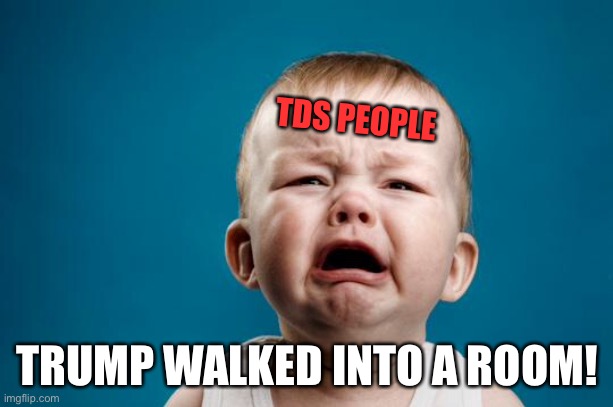 BABY CRYING | TDS PEOPLE TRUMP WALKED INTO A ROOM! | image tagged in baby crying | made w/ Imgflip meme maker