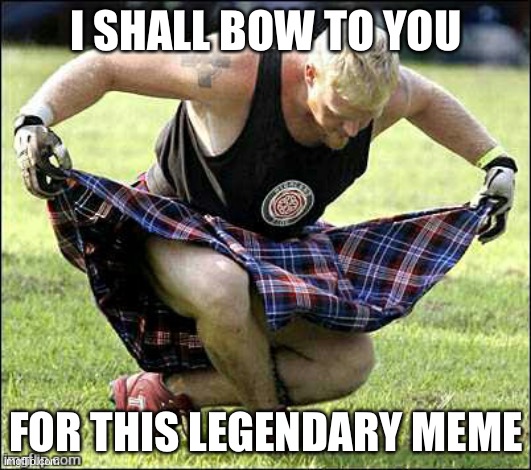 Bow | I SHALL BOW TO YOU FOR THIS LEGENDARY MEME | image tagged in bow | made w/ Imgflip meme maker