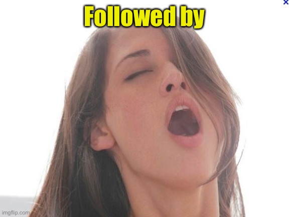 Orgasm face | Followed by | image tagged in orgasm face | made w/ Imgflip meme maker