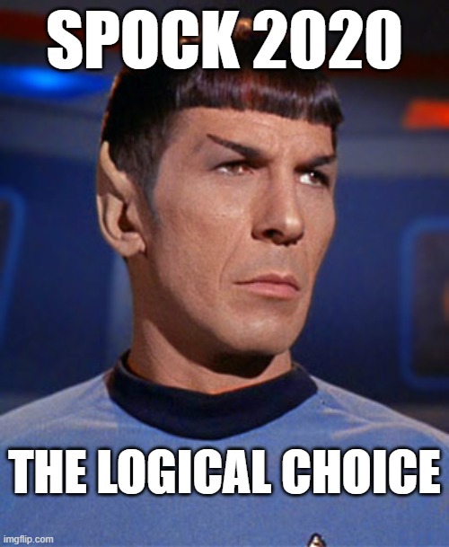 Spock 2020 - The Logical Choice | SPOCK 2020; THE LOGICAL CHOICE | image tagged in spock,memes,2020,maga | made w/ Imgflip meme maker