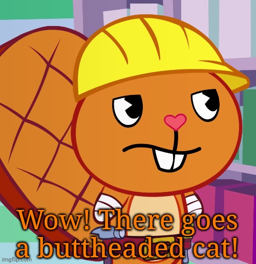 Confused Handy (HTF) | Wow! There goes a buttheaded cat! | image tagged in confused handy htf | made w/ Imgflip meme maker