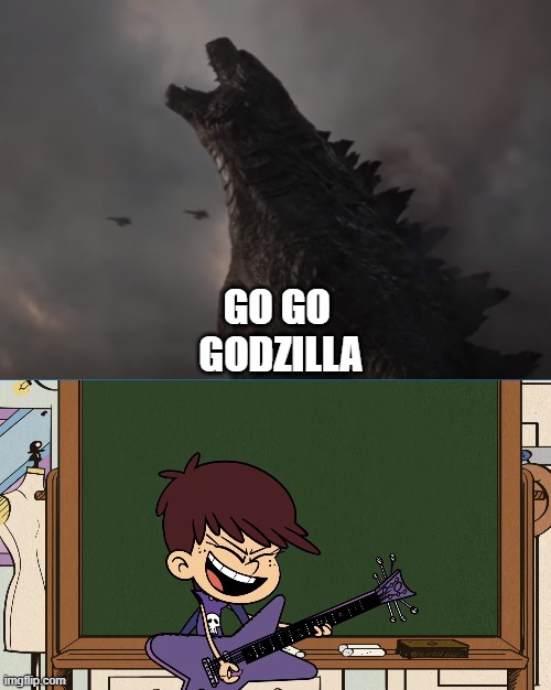 Luna Loud rocks out to Godzilla | GO GO 
GODZILLA | image tagged in godzilla,the loud house,legendary,nickelodeon,2020,guitar | made w/ Imgflip meme maker