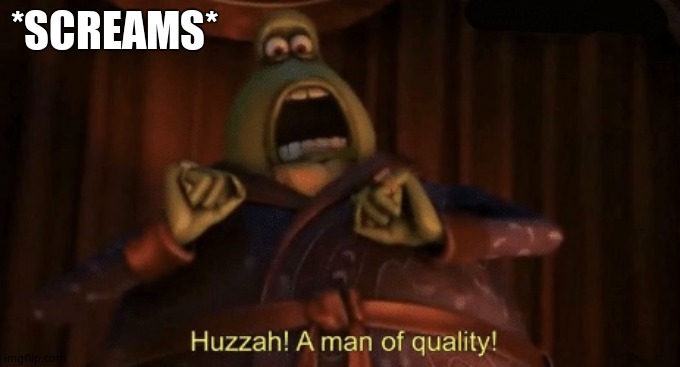 A man of quality | *SCREAMS* | image tagged in a man of quality | made w/ Imgflip meme maker