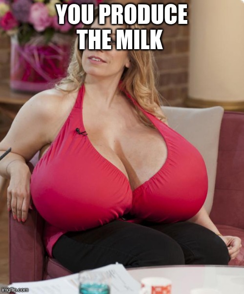 Big Boobs | YOU PRODUCE THE MILK | image tagged in big boobs | made w/ Imgflip meme maker