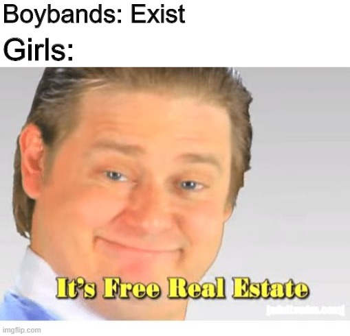 It's Free Real Estate | Boybands: Exist; Girls: | image tagged in it's free real estate | made w/ Imgflip meme maker