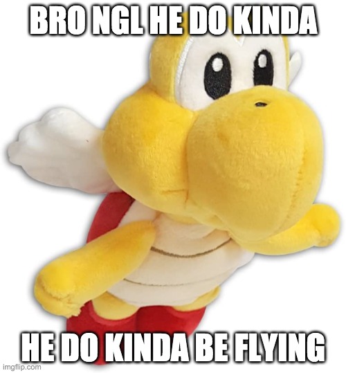 F l y i n g | BRO NGL HE DO KINDA; HE DO KINDA BE FLYING | image tagged in flying,koopa | made w/ Imgflip meme maker