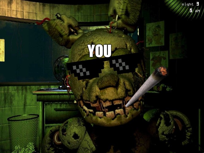 Mlg Springtrap | YOU | image tagged in mlg springtrap | made w/ Imgflip meme maker