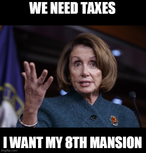 Good old Nancy Pelosi | WE NEED TAXES I WANT MY 8TH MANSION | image tagged in good old nancy pelosi | made w/ Imgflip meme maker