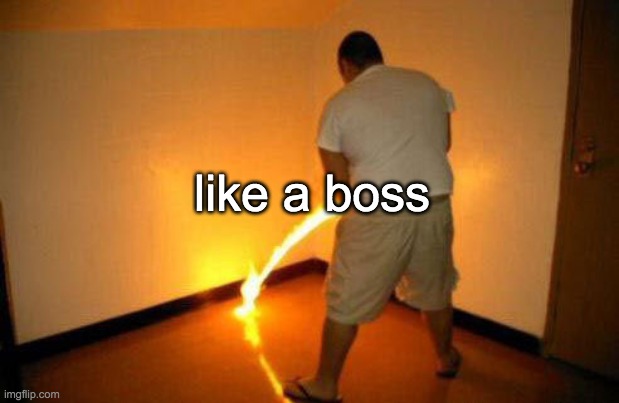 aaaaa | like a boss | image tagged in peeing fire | made w/ Imgflip meme maker