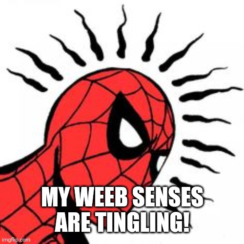 spiderman spider sense | MY WEEB SENSES ARE TINGLING! | image tagged in spiderman spider sense | made w/ Imgflip meme maker