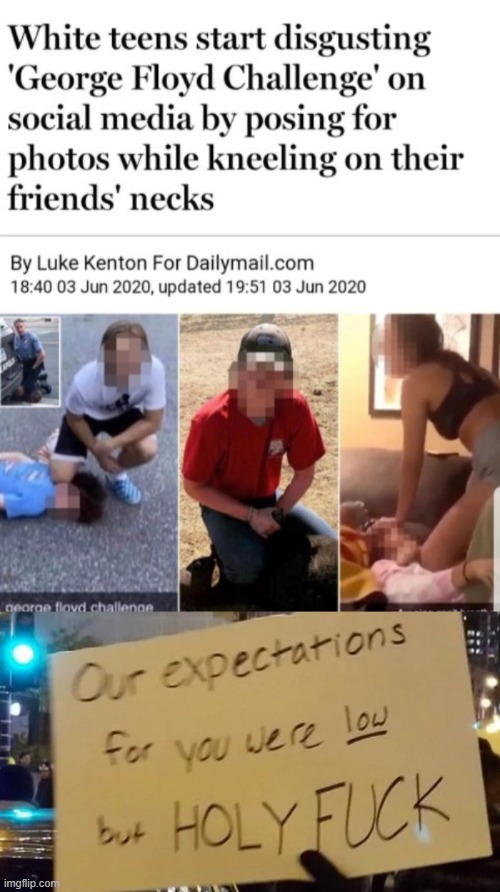 They are literally mocking a man's death for popularity | image tagged in our expectations were low,memes,sad,george floyd,depressing | made w/ Imgflip meme maker