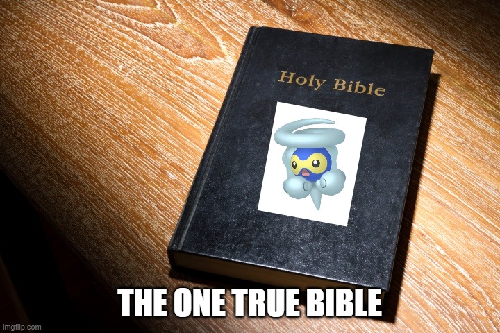 My religion | THE ONE TRUE BIBLE | image tagged in pokemon,mandjtv | made w/ Imgflip meme maker