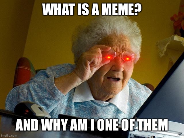 Grandma becomes a meme | WHAT IS A MEME? AND WHY AM I ONE OF THEM | image tagged in memes,grandma finds the internet | made w/ Imgflip meme maker