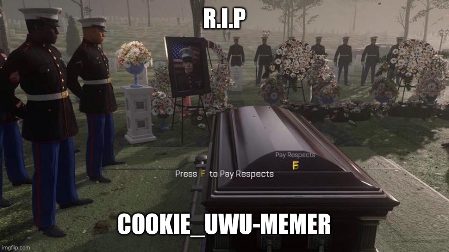 R.I.P Cookie | R.I.P; COOKIE_UWU-MEMER | image tagged in press f to pay respects | made w/ Imgflip meme maker