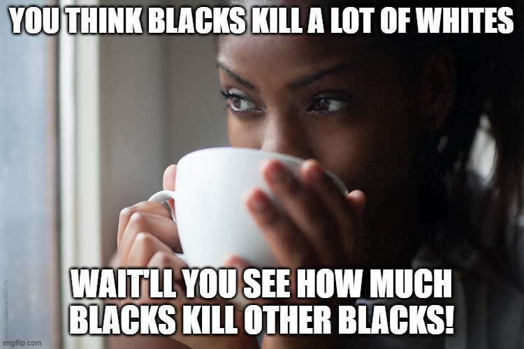 YOU THINK BLACKS KILL A LOT OF WHITES WAIT'LL YOU SEE HOW MUCH BLACKS KILL OTHER BLACKS! | made w/ Imgflip meme maker