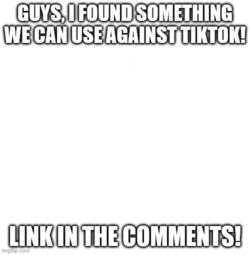 Blank Starter Pack Meme | GUYS, I FOUND SOMETHING WE CAN USE AGAINST TIKTOK! LINK IN THE COMMENTS! | image tagged in memes,blank starter pack | made w/ Imgflip meme maker