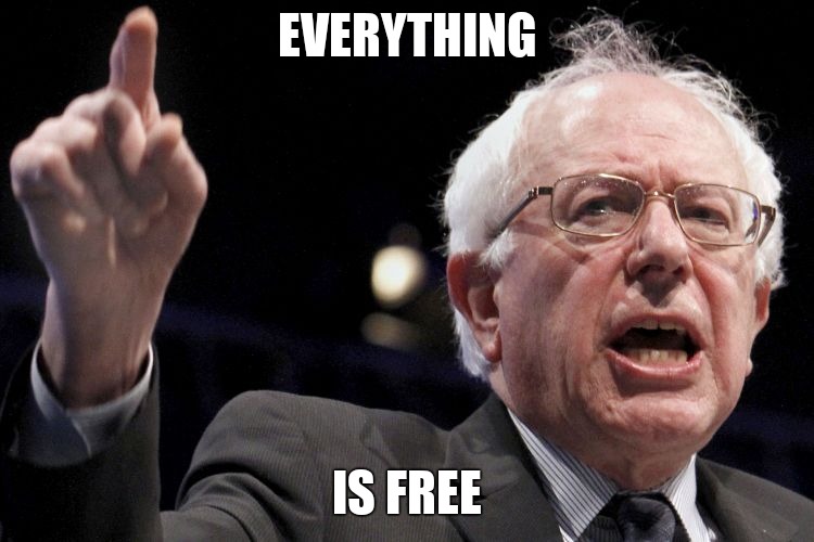 Bernie Sanders | EVERYTHING IS FREE | image tagged in bernie sanders | made w/ Imgflip meme maker