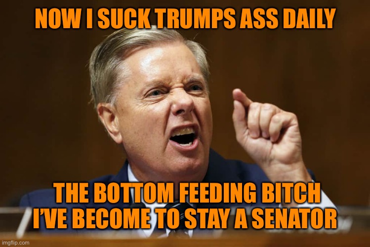 NOW I SUCK TRUMPS ASS DAILY THE BOTTOM FEEDING BITCH I’VE BECOME TO STAY A SENATOR | made w/ Imgflip meme maker