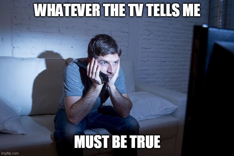 WHATEVER THE TV TELLS ME MUST BE TRUE | made w/ Imgflip meme maker