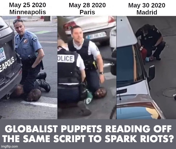 GLOBALIST PUPPETS READING OFF
THE SAME SCRIPT TO SPARK RIOTS? | made w/ Imgflip meme maker