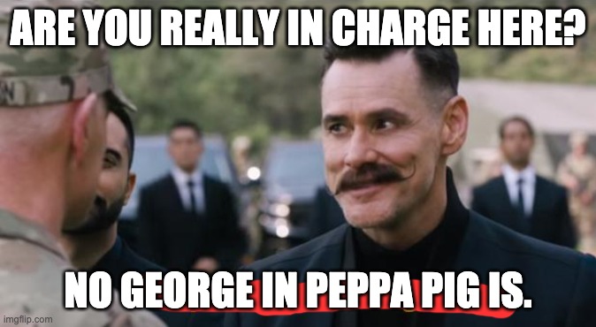 peppa pig | ARE YOU REALLY IN CHARGE HERE? NO GEORGE IN PEPPA PIG IS. | image tagged in are you really in charge here | made w/ Imgflip meme maker