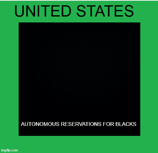 A 2-state solution | UNITED STATES; AUTONOMOUS RESERVATIONS FOR BLACKS | image tagged in black lives matter,united states,black people,blackout,map | made w/ Imgflip meme maker