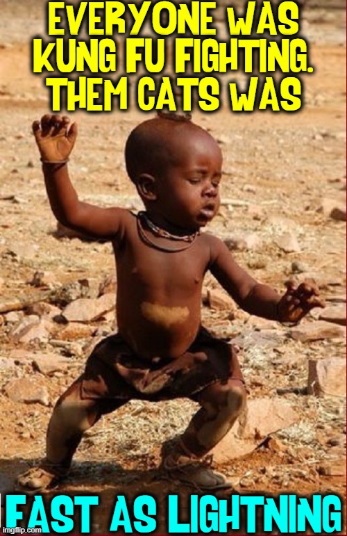 This Baby Took Up Kung Fu Just for the Kicks | EVERYONE WAS KUNG FU FIGHTING. THEM CATS WAS; FAST AS LIGHTNING | image tagged in vince vance,dancing baby,kung fu,disco,karate,memes | made w/ Imgflip meme maker