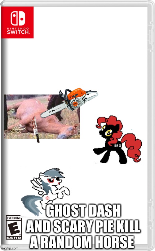Nintendo Switch | GHOST DASH AND SCARY PIE KILL A RANDOM HORSE | image tagged in nintendo switch | made w/ Imgflip meme maker