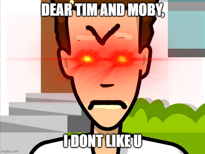 DEAR TIM AND MOBY, I DONT LIKE U | image tagged in why | made w/ Imgflip meme maker