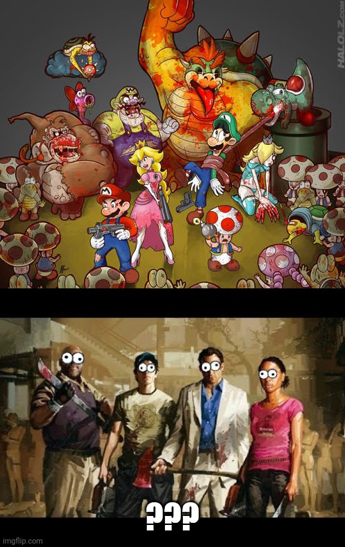 ROSALINA A WITCH? AND YOSHI IS A SMOKER?? | ??? | image tagged in left 4 dead,super mario bros | made w/ Imgflip meme maker